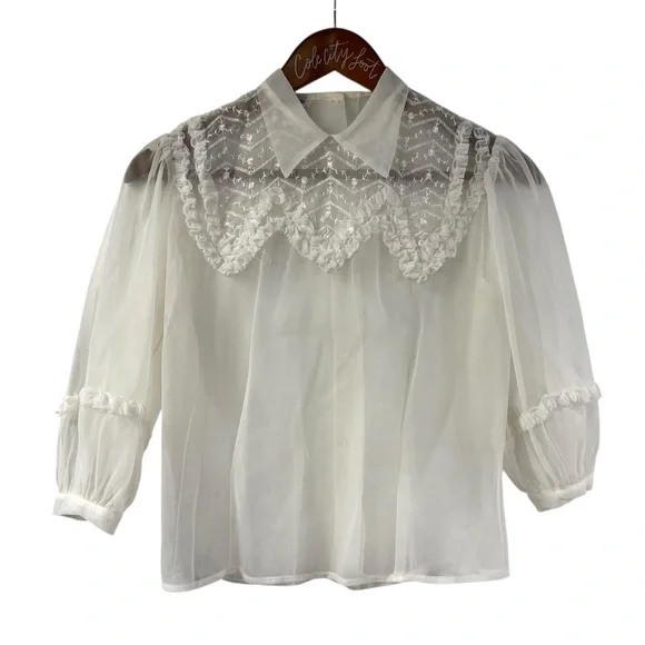 Mark Lee Original 1950s Sheer White Top - Picture 1 of 7